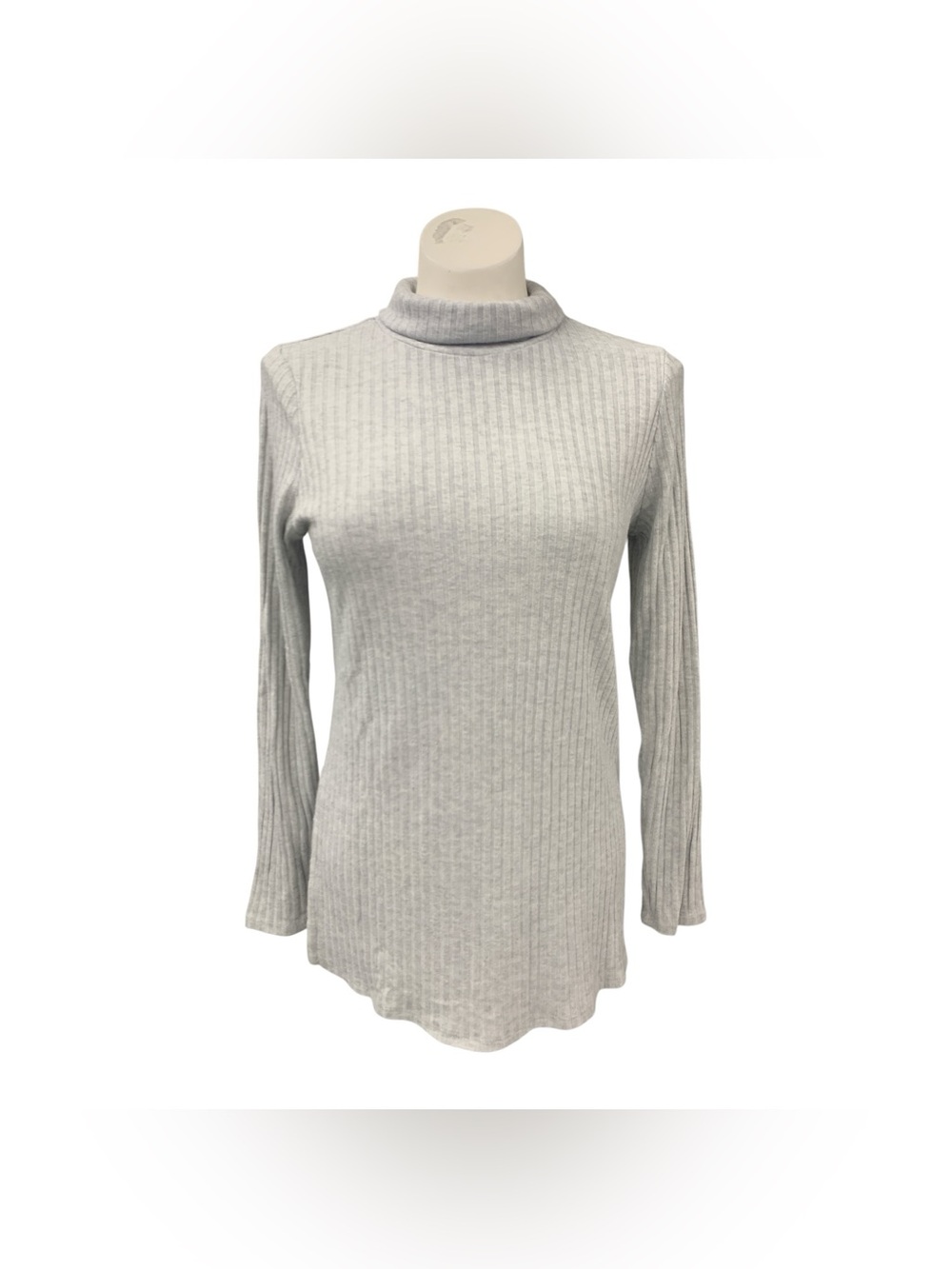 RW&CO. Light Gray Ribbed Mock Neck Long Sleeve Top Size M